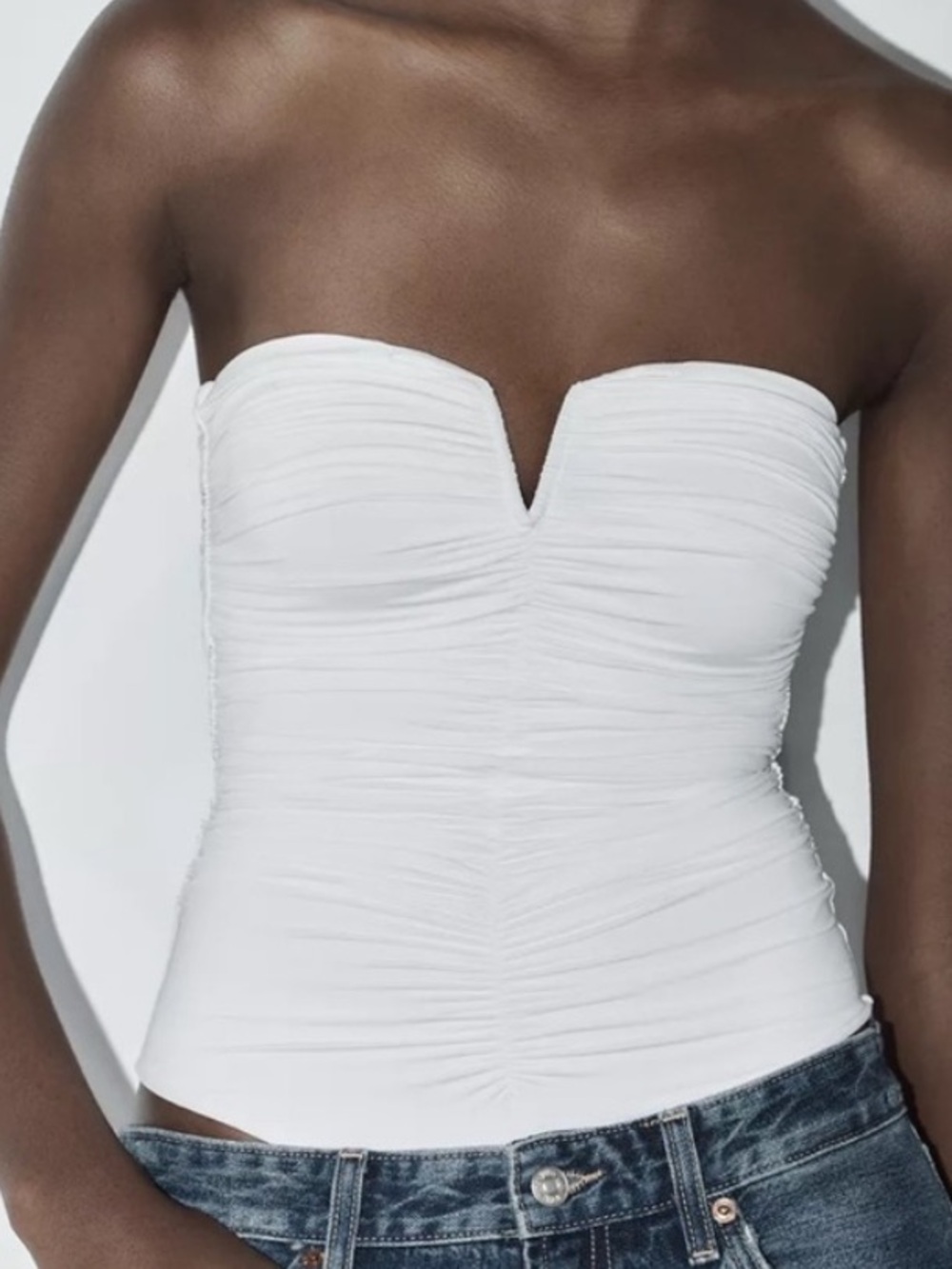 Zara RUCHED POLYAMIDE BANDEAU BODYSUIT - black - Picture 9 of 10
